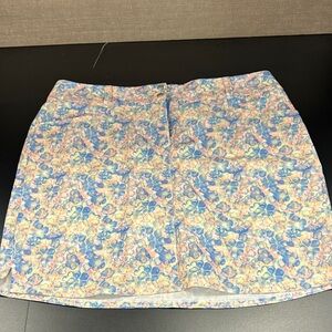 Adidas Blue and Pink Floral Mini Skirt